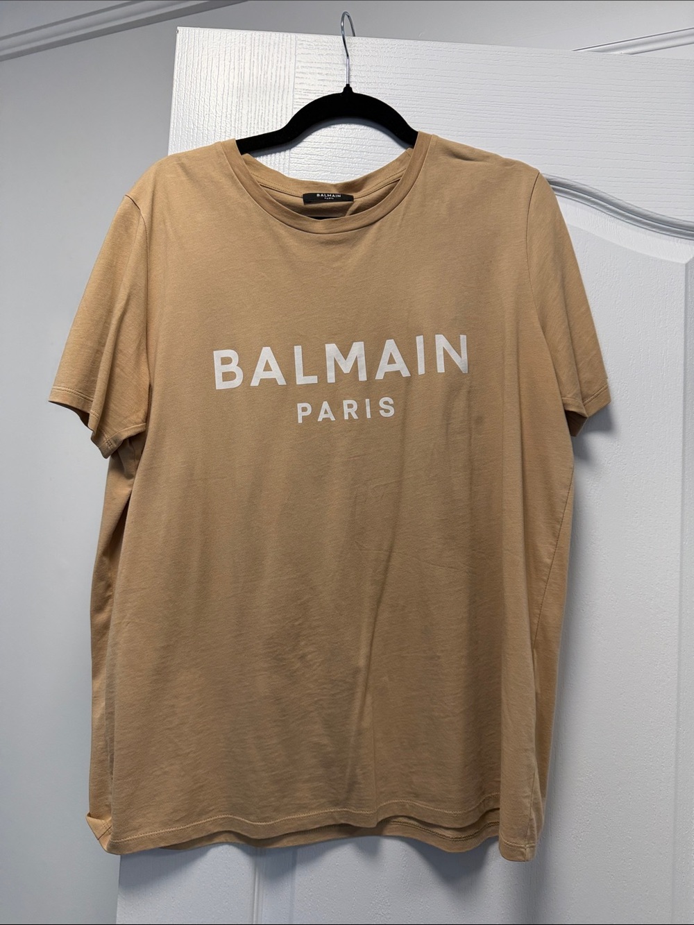 Balmain Tan Short-Sleeve Logo Tee